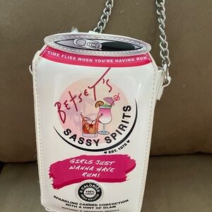 Betsey Johnson White and Pink Sassy Spirits Crossbody Bag